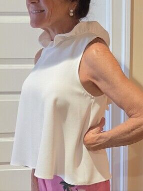 DO+BE Cream Ruffle-Neck Sleeveless Top